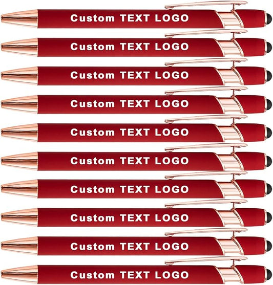 Custom Engraved Ballpoint Pens Bulk, Personalized with Name/Logo, Black or Blue Ink, Smooth Writing for Office, School, Business, Church, Reunion 20 Pcs Red