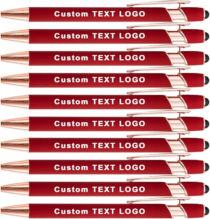 Custom Engraved Ballpoint Pens Bulk, Personalized with Name/Logo, Black or Blue Ink, Smooth Writing for Office, School, Business, Church, Reunion 50 Pcs Red