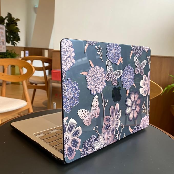 Teryeefi for M1 M2 MacBook Pro 13 inch Case 2022 2020-2016 Release (Model A2338 A2289 A2251 with Touch Bar), Plastic Hard Shell Case & Keyboard Cover & Screen Protector, Gold Flowers