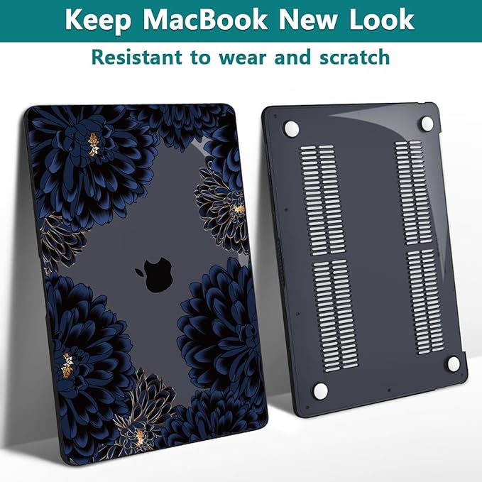 Teryeefi for MacBook Pro 13 inch Case Release 2016-2022, Fits Model A2338 A2251 A2289 A2159 A1989 A1708 A1706, Design Pattern Slim Cover+Keyboard Cover for 13 inch MacBook Pro M2 M1, Chrysanthemums