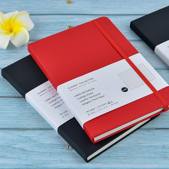 Coopay 24 Pack A5 Journal Notebooks Bulk, 160 Pages, 100GSM Thick Paper, 8.3 x 5.5 inch Hardcover Lined Leather Journals for Writing Office School Business,Bulk Notebook for Work Men Women (Red