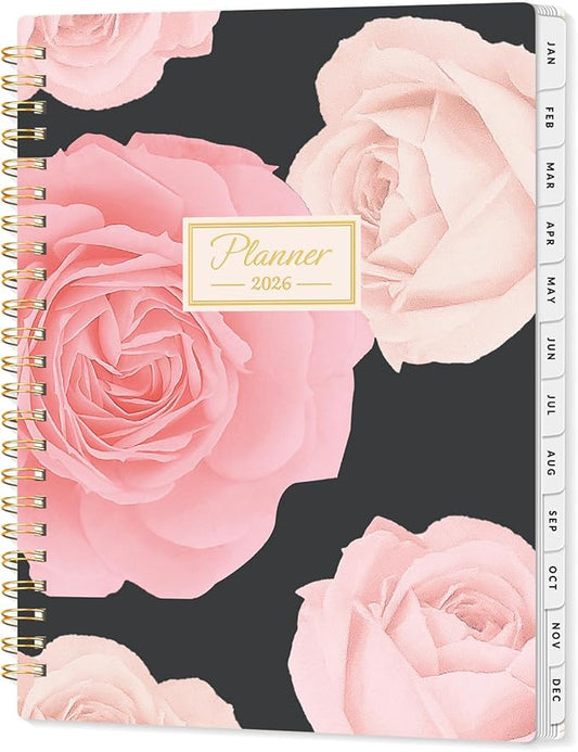 SUNEE Planner 2026 Weekly and Monthly, January 2026-December 2026, 6.4"x8.3", Tabs, Note Pages,Spiral Binding, Colorful Flowers