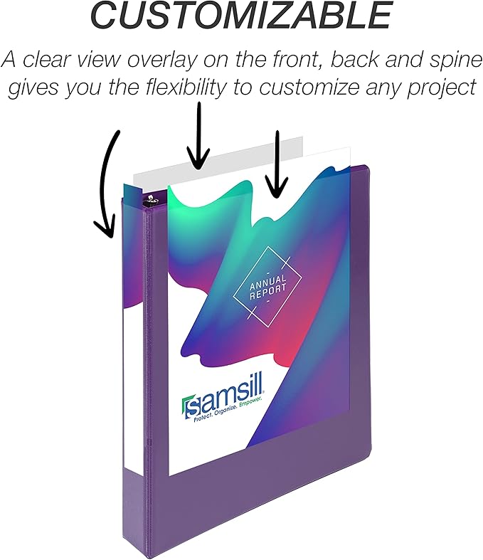 Samsill Durable 1 inch 3 Ring Binder, Made in USA, D Ring Binder, FSC 100% Recycled Chipboard, Purple, 12 Pack