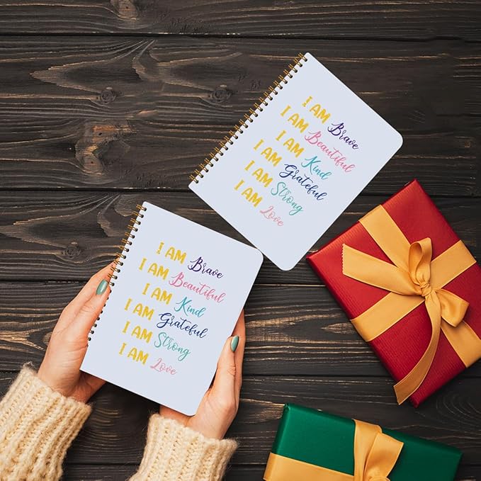 2 Pcs Positive Affirmations Notebook, Spiral Notebook College Ruled, Journaling Notebooks for Work, Motivation Note Books Home College Office Supplies Motivational Gifts for Women, Friend