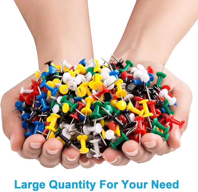 400Pcs Push Pins, Thumb Tacks for Bulletin Board, Stick Pins Thumb Tacks for Cork Board Wall Hangings, Office Tacks Color Pins for Desk Decor Organization (Assorted Colors)