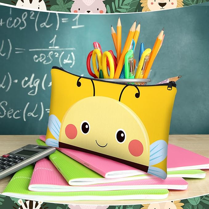 36 Pcs Cartoon Animal Pencil Case Bulk Cute Cartoon Pencil Pouch Multicolor Canvas Pen Bag Organizer with Zipper Stationery Back to School Supplies(Lovely)