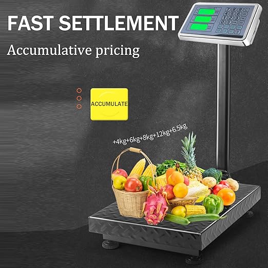 Commercial 660 lb Electronic Platform Scale with LB/KG Industrial Floor Scale Stainless Steel High-Definition LCD Display,Digital Heavy Duty Luggage Package Price Computing Postal Shipping