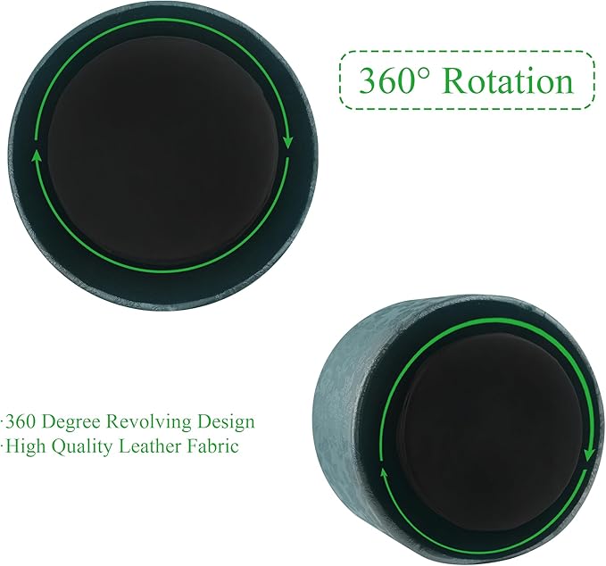 lizimandu Round Leather Art Supply Organizer,Remote Control Holder,360 Degree Spinning,Multi-Functional Pencil Holder,4 Compartments Desktop Stationary Organizer(1-Liuli Green)