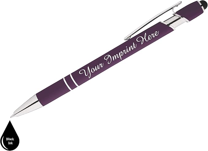 Up to 500 Pcs Custom Pens Bulk | Rainbow of Colors | Soft-Touch Metal Black Ink Personalized with Name or Message (Purple, 200 pcs)
