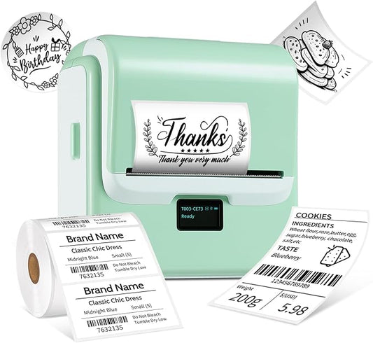 ORGSTA Label Maker Machine with Tape, T003 Thermal Label Maker, 2 Inch Bluetooth Label Printer Compatible with Phone & PC, Sticker Printer Barcode Thermal Maker for Small Business, Home, School