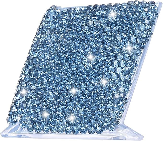 PATIKIL Rhinestone Business Card Holder, Crystal Business Card Holders Bling Business Card Organizer Display Stand for Desktop Desk Office Exhibition, Blue