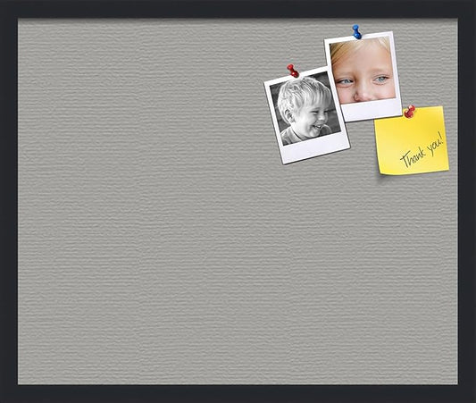 PinPix 24x20 Inch Cork Bulletin Board. This Decorative Framed Pin Board Comes with Dark Stone Design and a Satin Black Frame. Ideal for Home Office Decor or Message Board (PinPix-1808)