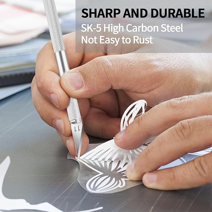 DIYSELF 20PCS Craft Knife Blades, SK5 Carbon Steel #11 Exacto Knife Blades Refill Hobby Art Blade Exacto Blade Cutting Tool with Storage Case for Craft, Hobby, Scrapbooking, Stencil