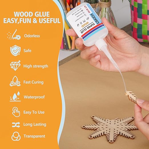 Super Glue for Woodwork with Anti Clog Cap. 6 x 1 fl oz,CA Glue - Clear Adhesive Cyanoacrylate Glue for Furniture, Garden, Crafts, DIY, Metal to Wood, Quick Dry