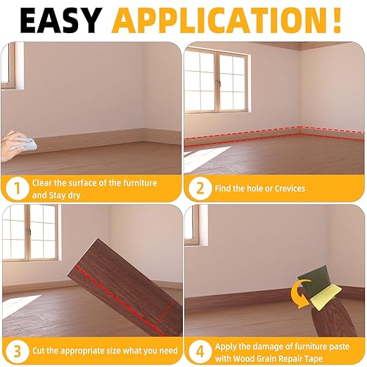 GSCIT Club Wood Tape, 2.4 inch X 15ft Self Adhesive Cherry Wood Grain Repair Tape Cherry Repair Patch for Tables, Chairs, Baseboards, Doors, Windows