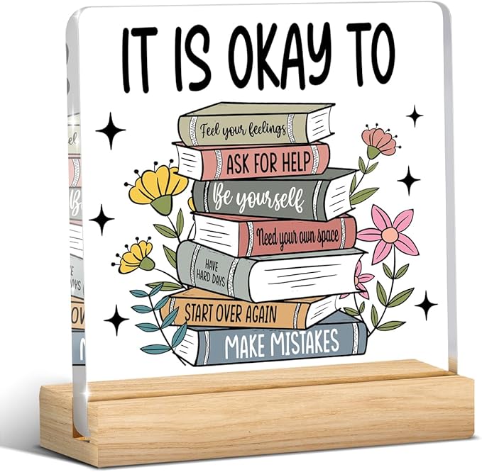 Motivational Mental Health Decor, Therapy Office Desk Decor, Therapist Offices Gifts for Women, Mental Health Awareness Gifts for Women Psychologist Therapist, Halloween Christmas Gift Acrylic Sign