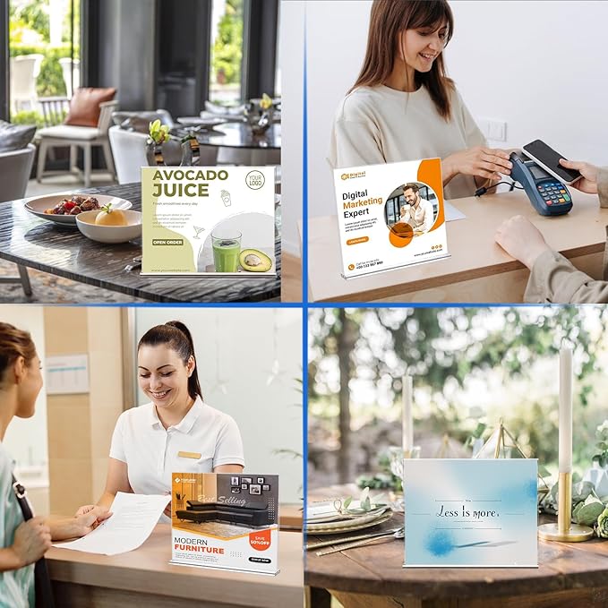 10 Pack Acrylic Sign Holder 11 x 8.5, Horizontal Clear Double Side T Shape Acrylic Table Sign Stands for Displaying, Flyer Holder Paper Card Holder for Office Business Store Mall Restaurants