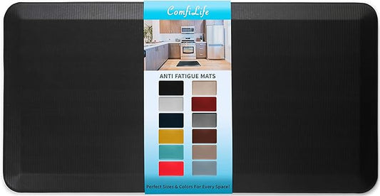 ComfiLife Anti Fatigue Floor Mat – 3/4 Inch Thick Kitchen Mats for Floor, Standing Desk Mat, Kitchen Rug – Comfort at Home, Office – Durable – Stain Resistant – Non-Slip Bottom (24" x 70", Black)