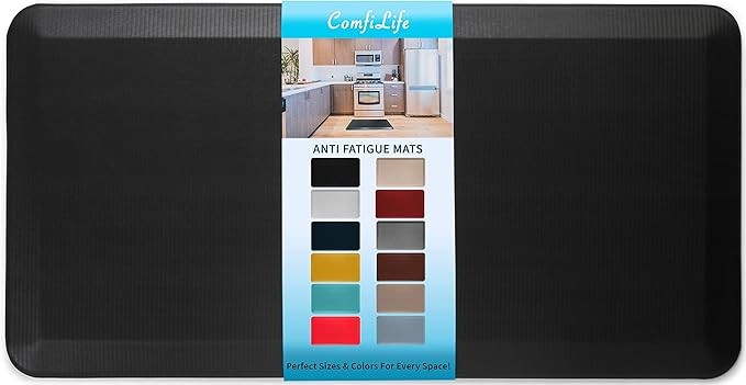 ComfiLife Anti Fatigue Floor Mat – 3/4 Inch Thick Kitchen Mats for Floor, Standing Desk Mat, Kitchen Rug – Comfort at Home, Office – Durable – Stain Resistant – Non-Slip Bottom (24" x 70", Black)