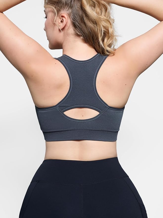 FITTIN Racerback Sports Bras for Women - Padded Seamless Support Bra for Yoga Gym Workout Fitness