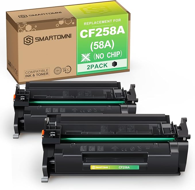 58A CF258A Compatible No-Chip Toner Cartridge Replacement for HP CF258A 58A use for HP MFP M428dw M428fdn M428fdw M430 Pro M304 M404n M404dn M404dw M406 (2 Black)