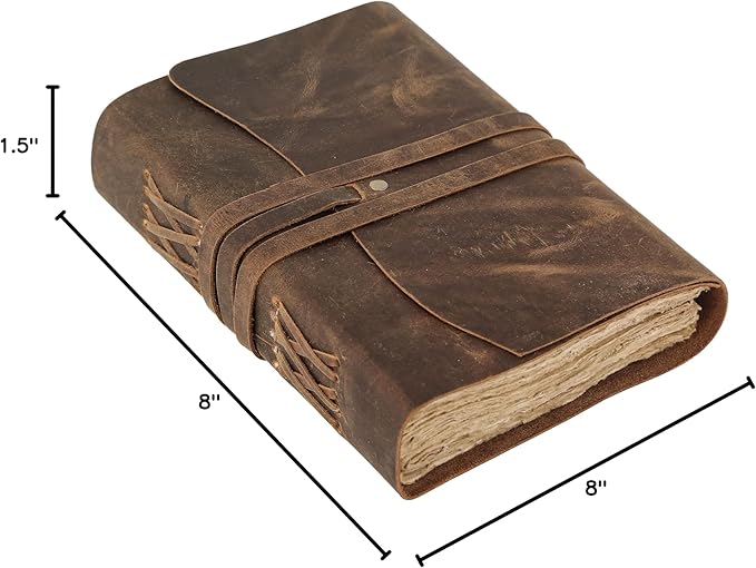 Handmade Leather Journal | Writing Notebook Diary | Bound Daily Notepad For Men & Women Unlined Paper Medium, writing pad for artist, sketch
