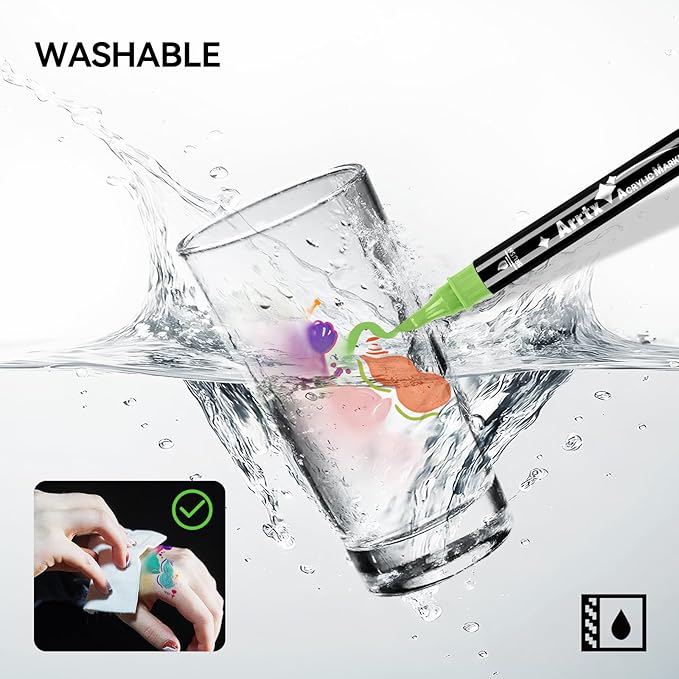 Arrtx Paint Markers Paint Pens, 112 Colors Acrylic Paint Pens Dual-Tip for Rock Painting, Ceramic, Wood, Plastic, Scrapbooking, Brush Lettering, Card Making, DIY Crafts (Fine Tip and Brush Tip)