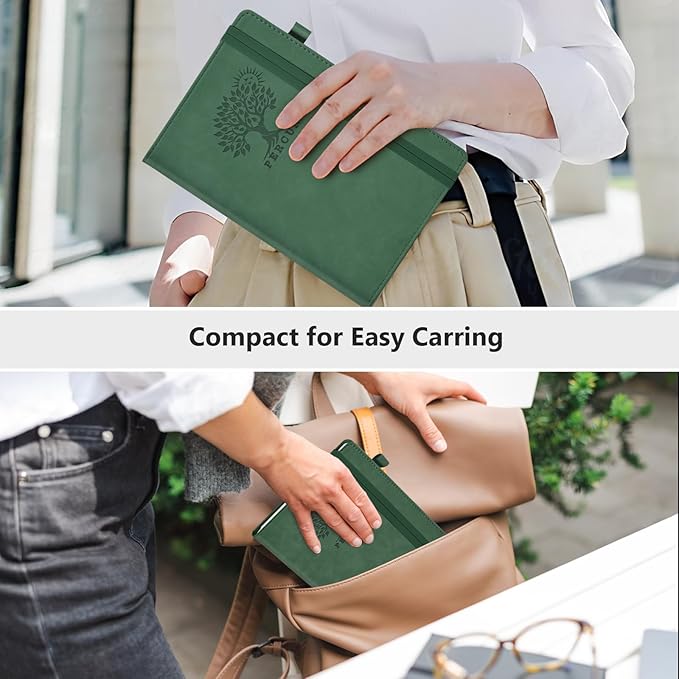 Lined Journal Notebook for Men & Women, 160 Pages College Ruled Journal for Writing, A5 Hardcover Leather Notebooks for Work, School, Business, Travel, Daily Diary 5.9" x 8.5" - Green