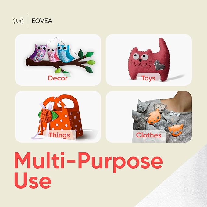 EOVEA | Acrylic Felt Fabric by The Yard - Non-Stiff, Soft Material - 72" Wide - 1.6mm Thick Felt Sheets for DIY Crafts, Sewing, Upholstery, Cushion, Padding(White, Half Yard)