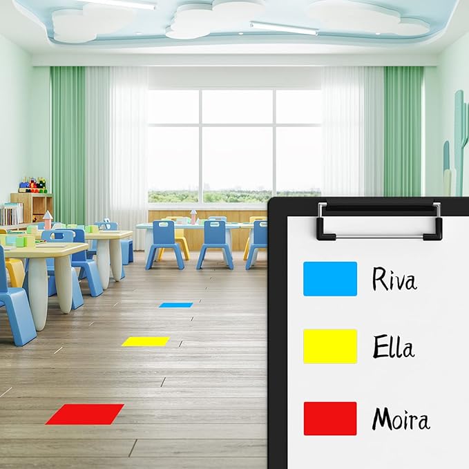 Rectangle Labels Sticker 3×5 Inch Vinyl Floor Stickers Color Coding Name Tags Roll Removable 200 PCS, Fluorescent Blue