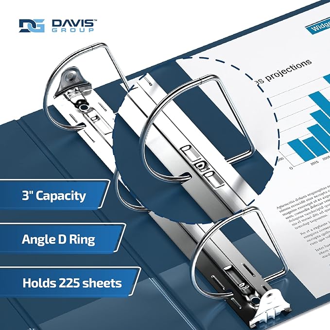 Premium Economy 6-Pack 3-Ring Binders for School or Office, D-Ring Binders, 3 Inch, Navy Blue