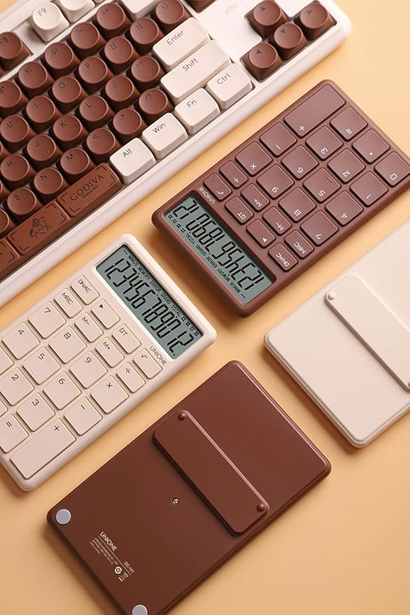 UNIONE Pocket & Desktop Pink Calculator with a Bright LCD, Dual Power Handheld Desktop. Color. Business, Office, High School