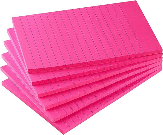 Early Buy 6 Pads Lined Sticky Notes with Lines 4x6 Self-Stick Notes Bright Color Sticky Notes, 45 Sheets/Pad (Rose Red)