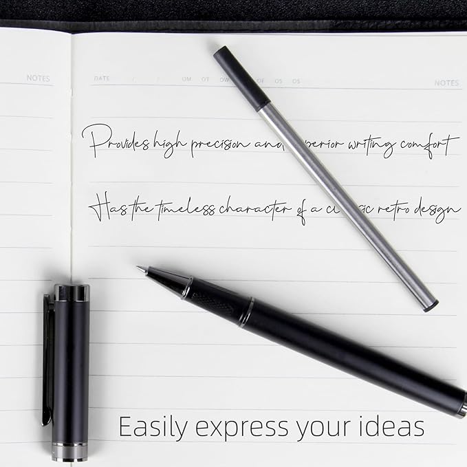 Stunning luxury pen fancy pens nice pens for men pure copper heavy feel Office Executive Pen Professional Smooth Writing Pens for journaling with Gift Case and 2 Refills (Black)