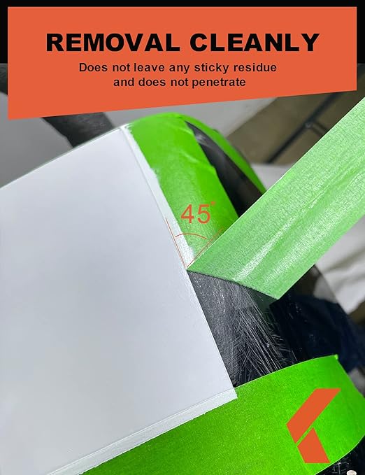 Painters Tape for Car - Green No Residue Automotive Masking Tape - Heat Resistant for Paint Booth, 1.88 Inches x 60 Yards, 4 Rolls