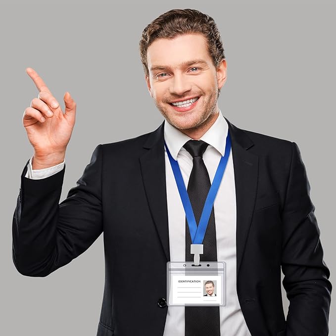 Zonon 150 Pcs Name Badge Holders Clear Plastic ID Card Name Tag Holders Badge Sleeves Horizontal Waterproof Transparent PVC Sleeve Cover Pouch for Office School Travel(4.13 x 3.54 Inch)