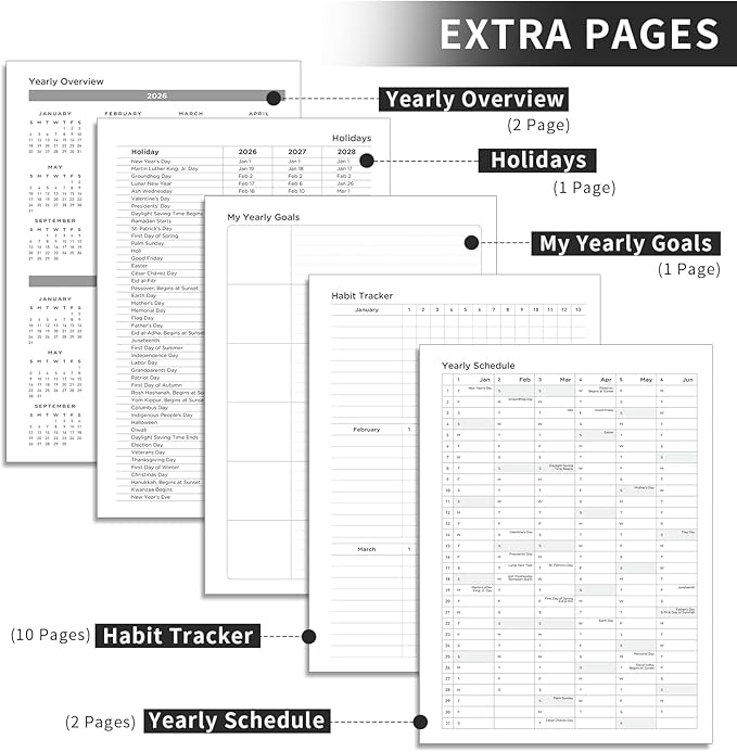 AHGXG 2026 Planner, Weekly and Monthly, Large A4 8.5"x11", Planner 2026-2027, Calendar 15-Months Jan 2026 - Mar 2027, Vegan Leather Softcover, Inner Pocket, Black