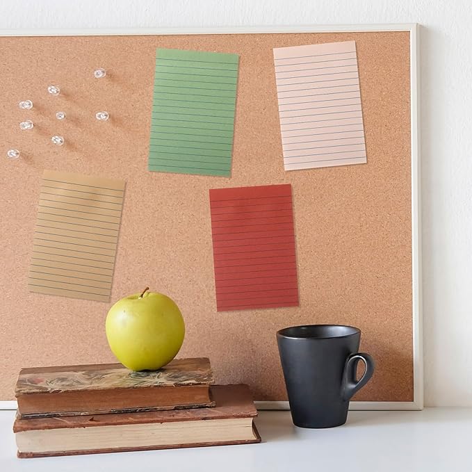 12 Pads Retro Color Boho Sticky Notes 4x6 with Line, Lined Self Stick Notes Pads Boho Office Supplies, Vintage Aesthetic School Accessories 50 Sheets/pad