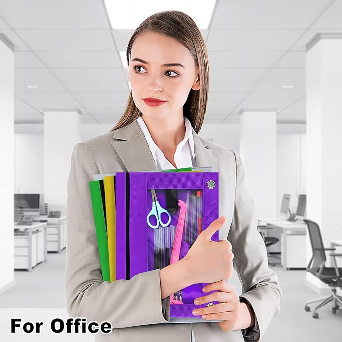 LURLIN 3-Ring Pencil Pouch, 30 Pack Bulk Zipper Pen Pouches in Assorted Colors for Office College School Supplies Cosmetics, Cloth Pencil Case for 3 Hole Binder…