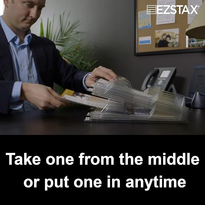 File Organizers - Letter Size, Stackable Trays for Desk - for Office Files, Mail, Documents - 12 Pack, Clear