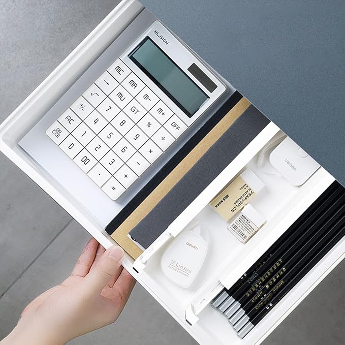 ANTOWIN Expandable Bamboo Drawer Dividers, Drawer Separators,17-22 inches Adjustable Spring-loaded Organizer for Large Utensil, Clothes, Tools Drawers, 6Pack (White)