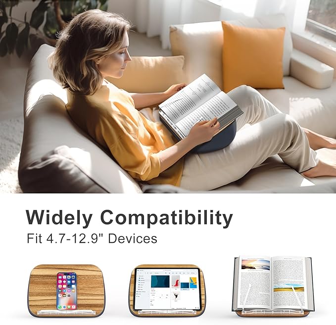 Lap Beanbag Book Stand for Hands Free Reading Comfortable Reading Pillow Stand Minimize Neck Strain Perfect Idea for Book Lovers in Dorm Room or Anywhere Else with Bookseat(Gray)