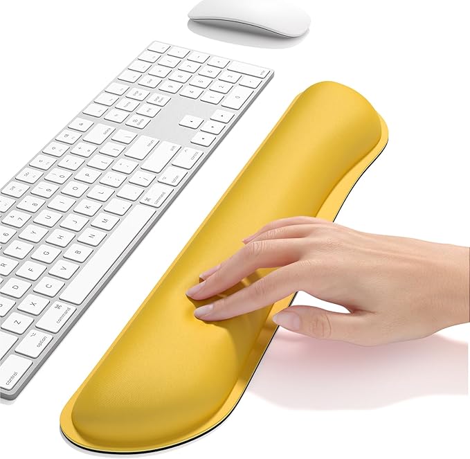 Dapesuom Enlarge Keyboard Wrist Rest, Cute Memory Foam Keyboard Wrist Cushion for Computer Desk Mats Support, Typing Pain Relief Ergonomic Mouse Pad Rests with Non-Slip Base for Gaming, Laptop, Yellow