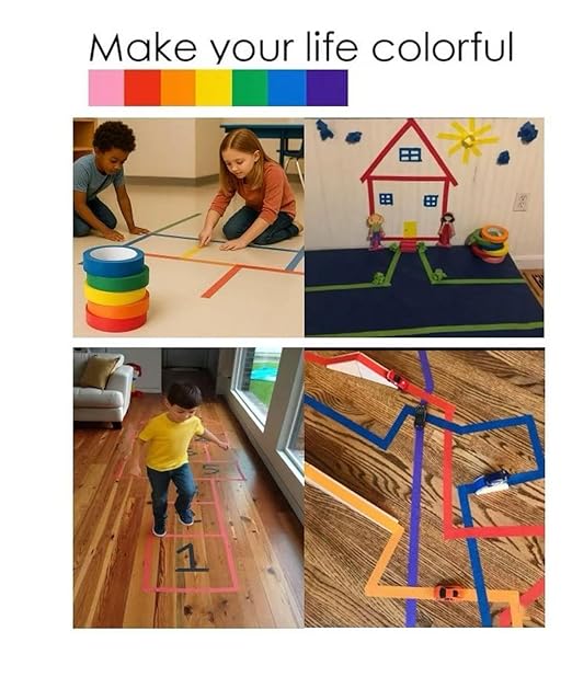 Colored Masking Tape 7-Pack, 1 Inch x 72 Ft (Total 504 Ft) Color Painters Tape Set, Colorful Craft Teacher Tapes Great for Labeling or Coding, Arts&Craft, DIY, Decoration Room, Classroom Supply