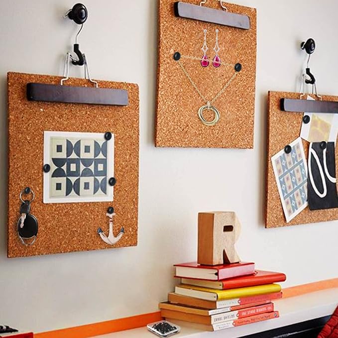 Lunies 200 Pcs Black Push Pins, Plastic Thumb Tacks for Wall, Wall Tacks for Hanging, Standard Plastic Head and Steel Point Push Pins for Cork Board