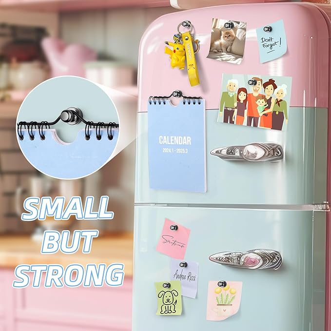 VNDUEEY 30Pcs Strong Fridge Magnets, Black Whiteboard Magnets Refrigerator Magnets, Magnetic Push Pin, Small Metal Magnets for Locker, Map, Kitchen, Office, School, Adults