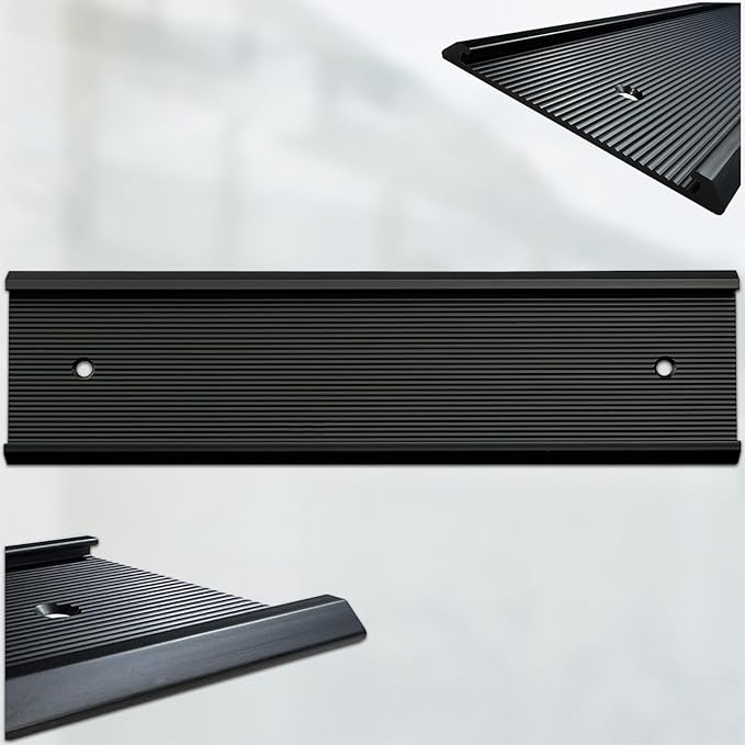 10 Pack 2” x 10” Aluminum Name Plate Holders for Door or Wall, Office Wall Mount Name Plate Holder with Textured Design and Double Sided Tape, for Office, Business, Meeting Room (Black)