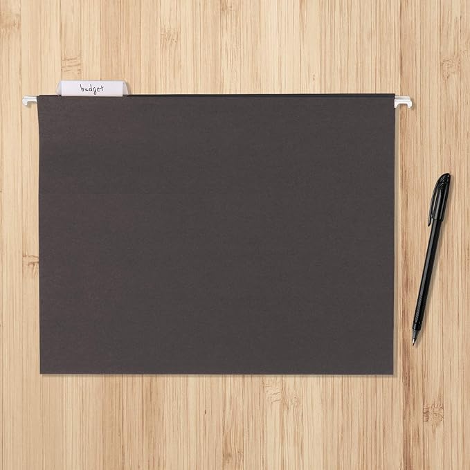 Amazon Basics Hanging File Folders, Letter Size, 8.5x11 inches, Black, 25-Pack