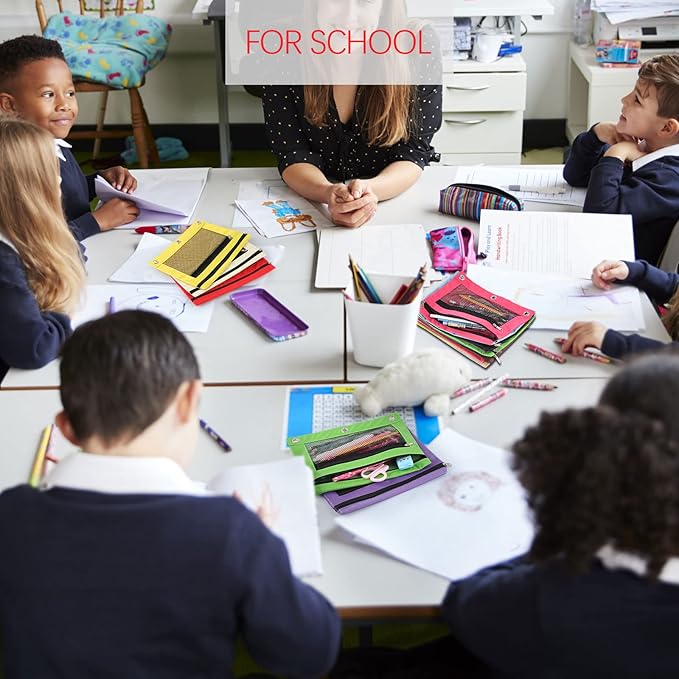 60 Pack Pencil Pouch 3 Ring Zipper Pencil Pouches Case Binder Cosmetic Bag 420d PVC Clear Film Pencil Case Kawaii Office Supplies Double Zip Zipper Pouch (Multi Color)