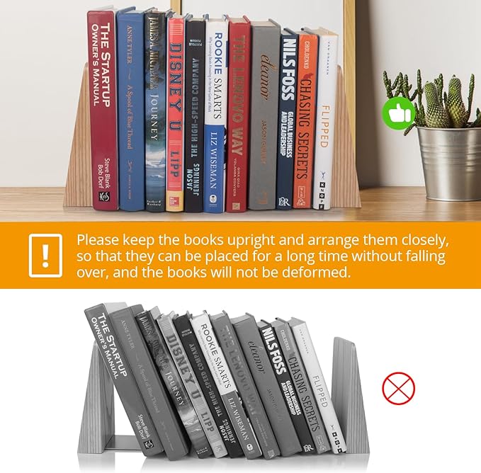 Ash Wood Book Ends Heavy Duty Handmade Book Ends for Shelves Decorative Bookends to Hold Heavy Books (Ash Wood Large)